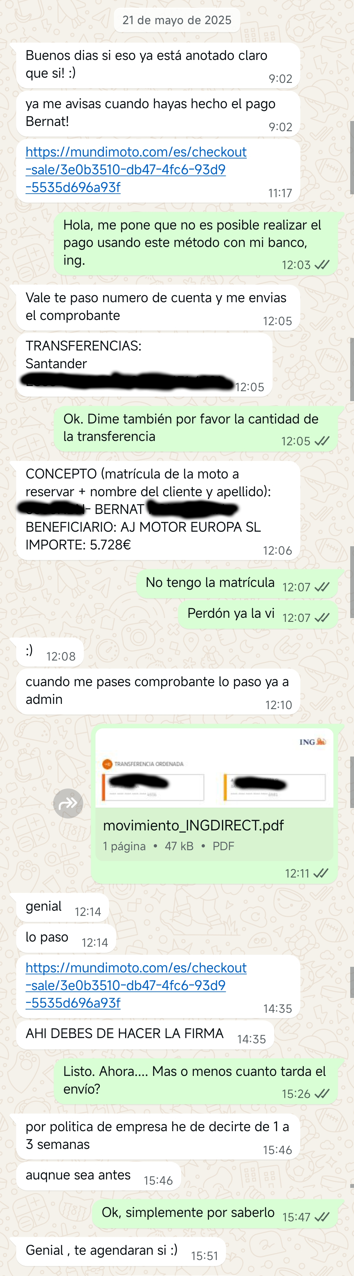 Conversación WhatsApp