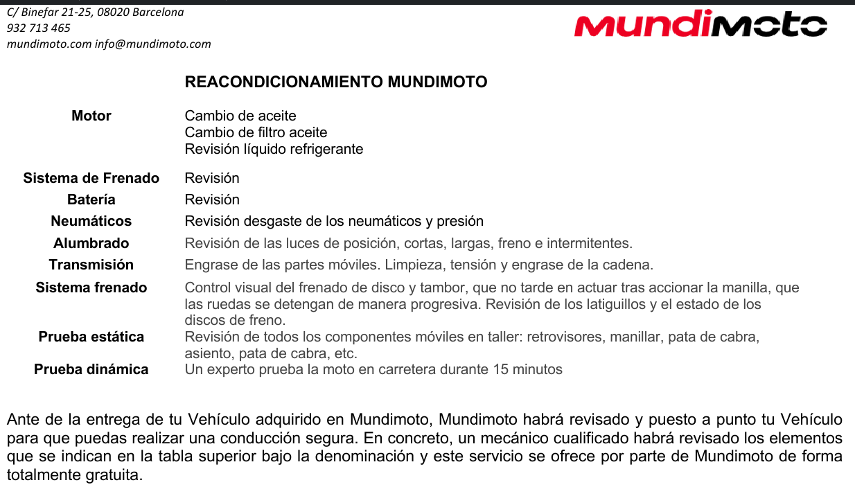 Extracto del contrato sobre revisión