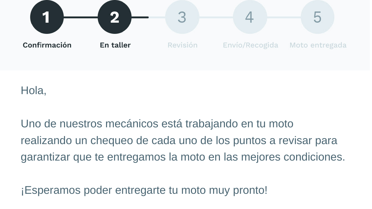 Email 06:24 - Entra en taller para revisión