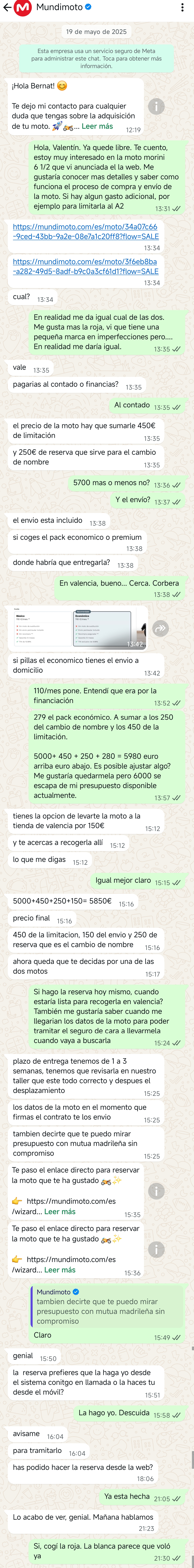 Conversación WhatsApp